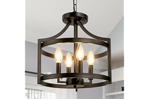 ‎KMAIPEM KMaiPem Kronleuchter Modern Schwarz Umwandelbare Landhaus Deckenlampe Wohnzimmer, 4 Lichter Rustikal Vintage Hängelampe Schlafzimmer, Höhenverstellbare Bauernhaus Pendelleuchte Deckenleuchte Flur