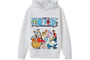 CHAORWE Anime Una Pieza Sudadera con Capucha para Niños One Piece Luffy Suéter con Capucha Primavera Otoño Invierno Sudaderas para Niños 4 5 6 7 8 9 10 11 12 13 14 Años