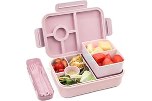 Bugucat Bento Lunch Box 1300ML,Box Bento Boxes with 4 Compartments Cutlery,Leak-Proof Lunchbox Snack Boxes for Kids Adult,Kids Lunch Box with Compartments for School Kindergarten Office