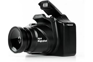 CUIFATI Appareil Photo Reflex Numérique HD Zoom 18X, écran LCD HD 3 Pouces, CMOS 5MP, Capteur Jusqu'à 24MP, Objectif F/2.9 F=4.1mm, Distance Focale 20-30CM,(Version Standard + Objectif Grand Angle)