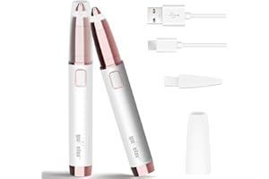GURELAX Eyebrow Hair Remover, Rechargeable Electric Eyebrow Trimmer Epilator with LED Lihgt for Women, Portable Painless Eyebrow Hair Removal Razor with 2 x Replacement Heads