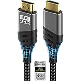 Cuszwee Cavo HDMI 2.1 8K 4K 2M, Certificato Cavo HDMI Intrecciato ad Altissima Velocità da 48Gbps, 8K 60Hz 4K 120Hz 7680P, eA