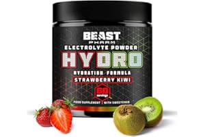 BEAST PHARM Beast Electrolytes Powder - 60 Servings Keto Hydration Drinks with Potassium Supplement - 360g, Strawberry Kiwi