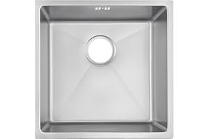 Auralum Evier Cuisine 44 x 44 cm, Lavabo Cuisine 1 Bac + Kit de Vidage, Évier Inox au meuble 45 cm, Montage à Encastrer, à Fleur ou Sous Plan