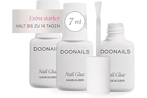 Doonails Nagelkleber Extra Stark 3er Set (7ml) – Schnelltrocknender Brush-On Nail Glue für Kunstnägel, Tips, Press On Nails & Acrylnägel – Nagel Kleber für eingerissene Nägel & 100% Haftung