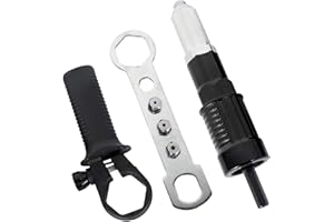 XTVTX Adaptateur de pistolet à riveter électrique Adaptateur de perceuse à riveter Outil d'écrou d'insertion de riveteuse avec tête de rivet de diamètre 2.4/3.2/4.0/4.8mm et clé à poignée noire