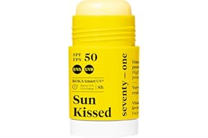 SeventyOne Percent | Sun Kissed: Sun Stick SPF 50 | Stick Solaire Visage & Zones sensible | Vegan | Technologie Roka Smart UV 8h | Très resistant à l’eau | 80% Naturel - Made in France | 15 gr