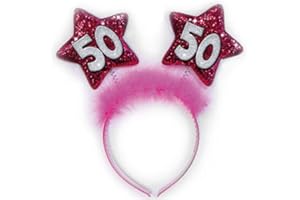 DOR import S.r.l. - Cerchietto 50 anni con stelle fucsia - Gadget, idea regalo per festa di compleanno