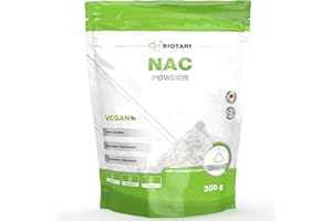 BIOTARY Poudre NAC, 300 g par sachet, 12 mois de stock, Cuillère doseuse, N-acétyl L-cystéine, Végétalien, Testé en laboratoire, Hautement dosé