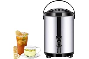 RMEET erogatore di acqua calda e fredda, bollitore termostato, dispenser per bevande in acciaio inox, grande capacità, 10-12 ore, colore: nero - 6L