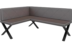 ‎FURNISTAR FURNISTAR Eckbank Akiko Metal X - Eckbankgruppe für Ihrem Esszimmer, Küche modern, Sitzecke, Essecke. Perfekt für Küche, Büro und Rezeption. Solide und Starke Verarbeitung. (128x168-Links-Soft30)