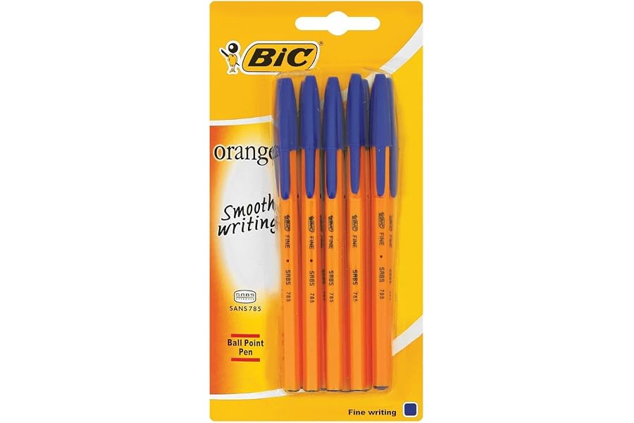BIC Orange Fine 5 Ballpoint Pen in Blister Pack, Blue