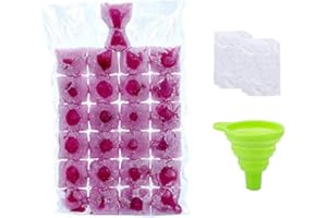 EN7JIOY Sacchetti usa e getta per cubetti di ghiaccio, 100 stampi per cubetti di ghiaccio, autosigillanti, per whisky, cocktail, bevande, barbecue, feste e viaggi (trasparenti, con 1 imbuto)