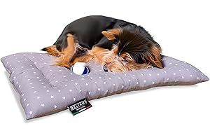 BELIAMO - ITALIAN HOME LIVING BELIAMO Cuccia Cane Interno Taglia Media M 50x80 cm, Morbido Cuscino per Cani e Gatti Facilmente Lavabile, Lettino per Cani Reversibile (Beige e Grigio Cuori) Made in Italy – PIPPO