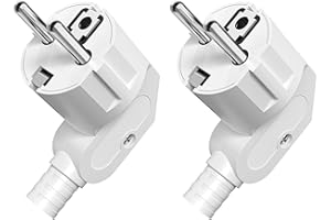 TANXIS 2 Stücke Schuko Stecker, IP20 Schuko Stecker für den Innenbereich, Europa-Stecker Kunststoff 250V (16A) für 8-10mm Kabel, IP20 für den Innenbereich - Weiß