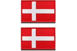 ZCKETO 2 St. Dänemark Flagge Patch- Taktisch Dänisches Nationales Emblem, Bestickter Aufnäher mit Verschluss, Militär Bänder für Rucksäcke Kleidung Taschen Uniform Weste Jersey Reisen
