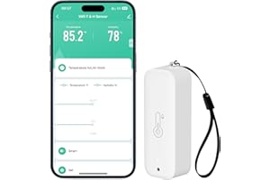 Comboss Sensor de temperatura y humedad inalámbrico para interior y exterior con alarma de notificación por aplicación remota, para invernadero, bodega (1 unidad)