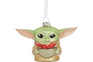 Hallmark Szklana ozdoba Grogu, dekoracja drzewa z motywem Gwiezdnych Wojen, Mandalorian, wisząca ozdoba na Boże Narodzenie, prezenty na Boże Narodzenie