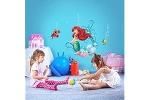 KOMAR Disney Ariel Wall Sticker - Size 50 x 70 cm - Mermaid Princess Underwater World Children's Room Disney Wall Sticker