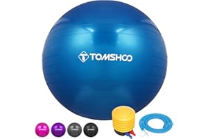 TOMSHOO Anti-Burst Yoga Ball verdickt Stabilität Balance Ball Pilates Barre körperliche Fitness Gymnastikball 45CM / 55CM / 65CM / 75CM Geschenk Luftpumpe