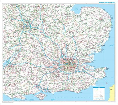 OfficeForce Large Laminated Wall Map of Main Roads and Routes around London - With FREE OfficeForce Jotter Pad (see inset) -Search: B00XHUFPCS for Map Fixing Kit &amp; Pins