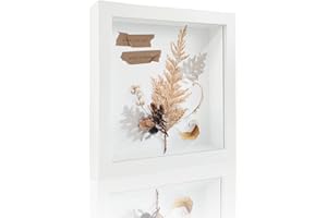 VUVUZULA 3D Bilderrahmen zum Befüllen Weiss Objektrahmen 20x20cm Bilderrahmen Tief 3D Rahmen Tiefer Bilderrahmen Quadratisch