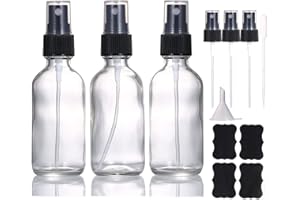 LIYUABU 60ml Klarglas Sprühflasche,kleine,leere,feine Nebelparfüm Nachfüllbare Reise Sprühflasche für ätherische Öle/Haare/Aromatherapie/Reinigung/Kosmetik mit zusätzlicher Sprühdüse (3 Stück)