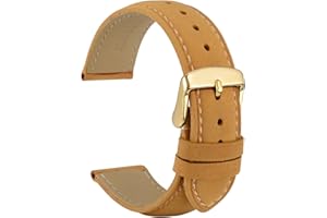 WOCCI Rétro Bracelet Montres en Cuir pour Homme Femme avec Boucle en Acier Inoxydable Dorée, Largeur de Bande 14mm 15mm 16mm 17mm 18mm 19mm 20mm 21mm 22mm 23mm 24mm