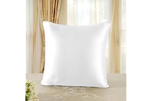 townssilk Taie d'oreiller en Soie,100% Naturelle de mûrier 19 Momme,Deux côtés en Soie Certifiée Oeko-Tex-Bienfaits Cheveux et Peau,hypoallergénique,1 unité,60x60cm,Blanc