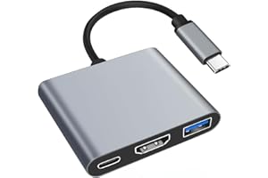 LUMITREX 3 en 1 Adaptateur Multiport USB Type-C Hub avec Sortie HDMI 4K Transfert de Données Port 5 Gbps USB 3.0 Charge Rapide Port de USBC pour MacBook iPad Pro Samsung Chromebook Surface HP Huawei