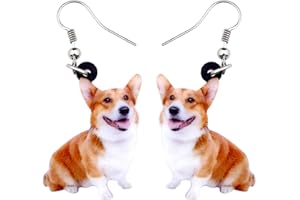 NEWEI Acrylic Sweet Corgis Dog Dangle Earrings Drop Animal Ornaments Jewelry For Women Girl Gift Charm Accessories