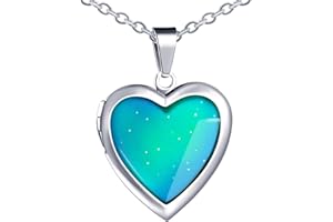 MicVivien Heart Locket Pendant Mood Necklace Changing Colour Women Girls Love Heart Necklaces Fashion Jewellery