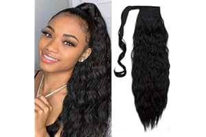 SILK-CO Przedłużki do włosów z klipsami, warkocz, przedłużenie włosów, miękkie, naturalne, kucyk, fale, koński ogon, 65 cm, 110 g, czarny kruk