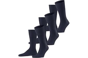 FALKE Mężczyźni Airport 3-Pack Skarpety oddychająca regulująca temperaturę neutralizująca zapachy wełna bawełna wzmocnione z płaskim szwem gładkie do garnituru lekkie zestaw 3 Pak
