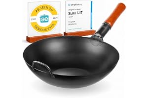 YOSUKATA Förbehandlad Wokpanna I Kolstål Med Platt Botten 34 Cm