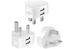 CHARGEWAY Pack of 3 Dual Port USB Plug UK Adapter Compact Mains Charge 2.1A with Smart IC Charging Technology for iPhone 11 Xs/XS Max/XR/X/8/7/6/Plus,iPad Pro/Air 2/Mini 4 etc