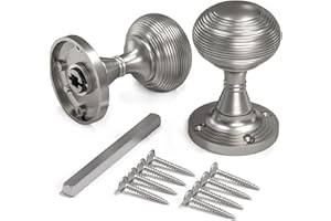 Bwintech 1 Set Beehive Mortice Door Knobs,Satin Nickel Finishing Pull Door Handle Knobs for Interal Doors