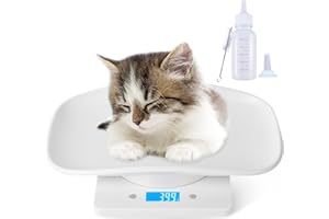 Nuscen Puppy Scales Digital Pet Scale - 15kg Puppy Baby Weighing Scales- Multi-Functionality for g/ml/oz/lb.oz Conversion -Newborn Cats,Dogs,Hamsters,Kitten,Whelping Kit Baby Scales Feeding Bottle Set