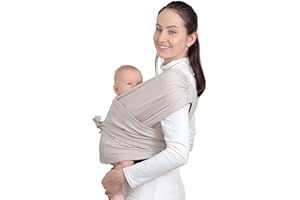 GLLQUEN BABY Baby Sling Wrap, Baby Sling for Newborn 7-35 lbs, Original Stretchy Baby Wrap Carrier Baby Wrap Adjustable for Adult Fits 80kg (S, Light Grey)
