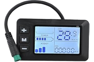 GDFNMOGO Electric Bicycle LCD Display Screen with 5 Pin Waterproof Connector 24V 36V 48V E-Bike Digital Monitor Panel for Speed Mileage Battery Status