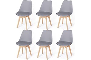 JIJIAN Set di 6 Sedie Per Sala da Pranzo, Sedia in stile nordica, Gambe in Legno Massello, Ideale per Sala da Pranzo, Soggiorno, Camera da Letto, Cucina, Sala Riunione, ecc