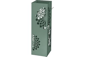Baroni Home Schirmständer Modernes Design, Schirmständer aus Metall mit Mandala 2 Haken und abnehmbarer Regenwanne, 16 x 16 x 49 cm Grün