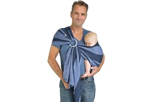 Hoppediz Ring-Sling, Porte-bébé pour les Nouveau-nés et Bébés, Écharpe de portage avec deux anneaux en aluminium, 0-36 mois, 3-20 kg, Oslo