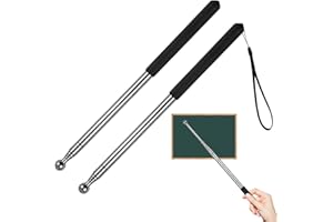 JRJRN 2 Stk Ausziehbar Teleskop Zeigestab, 100cm Teleskop Handfahnenmasten, Schwarz Teleskop Zeigestab mit Umhängeband, Whiteboard Tafel Einziehbar Teleskopstab für Unterricht, Präsentation, Büro