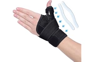FITTOO Muñequera con Férula Metálica para Dedo Pulgar Soporte de Mano para Artritis Tendinitis Alivio del Dolor del Túnel Carpiano y Esguince de Pulgar para Hombres Mujeres (Negro)