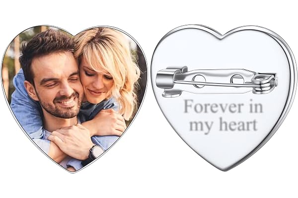 FindChic Broche Personnalisé 1-4 Charme pour Médaillon Photo Bouquet de Mariée Bijou Noël Breloque et Pin Mariage Coeur/Rond/Carré Personnalisable en Acier Inoxydable Argent/Or/Noir