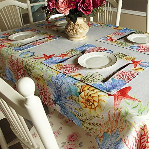 Full of Vigour Sea World Theme Polyester Fibre Terylene Material Tablecloth Table Cover Wipe Clean Waterproof Oilproof Mildewproof Skidproof Stain resistant.(140x180cm)