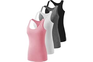 Ymmchy Workout Tank Top Damen Racerback Shirt Tanktop Unterhemd 4er-Pack
