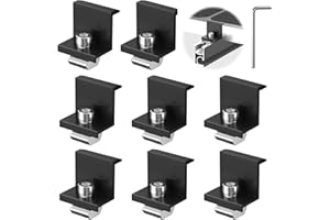 Mailfull 8 Pièces Fixation Panneau Solaire 30 mm Support Panneau Solaire avec Ecrous et Boulon pour Rail de Montage Photovoltaique pour Toiture Mural (Noir)