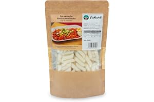 ‎GETDIGITAL Koreanische Reiskuchen Reis Sticks für Tteok-bokki - Inkl. Broschüre mit bebilderten Kochrezepten und Videoanleitungen für würzige Reisnudel-Gerichte aus Korea - 1er Pack (400g)